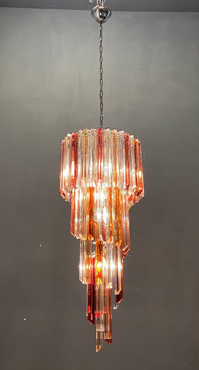 Italian Murano Glass Prism Spiral Chandelier