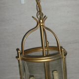 Glass lantern and gilded brass, antique pendant lamp
