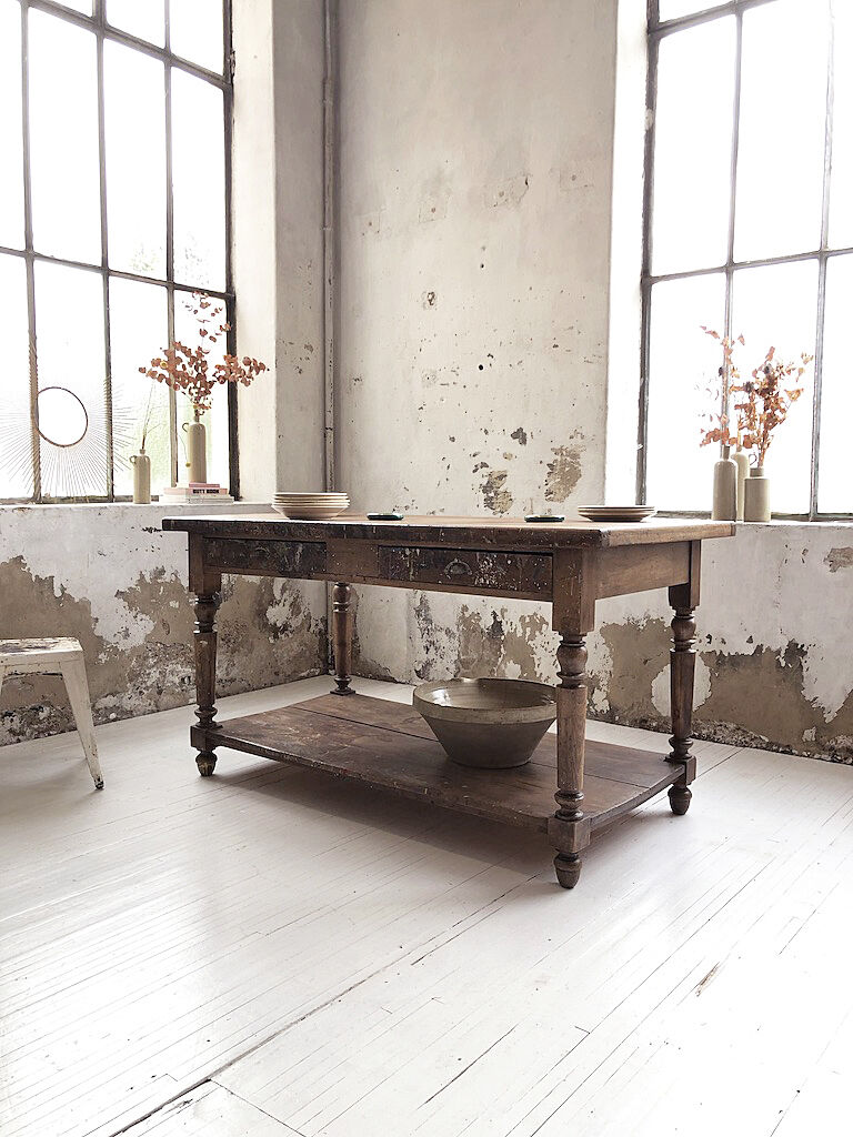 Artist studio oak draper table