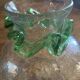 Vintage cracked glass carafe with green collar MCM – 1950s