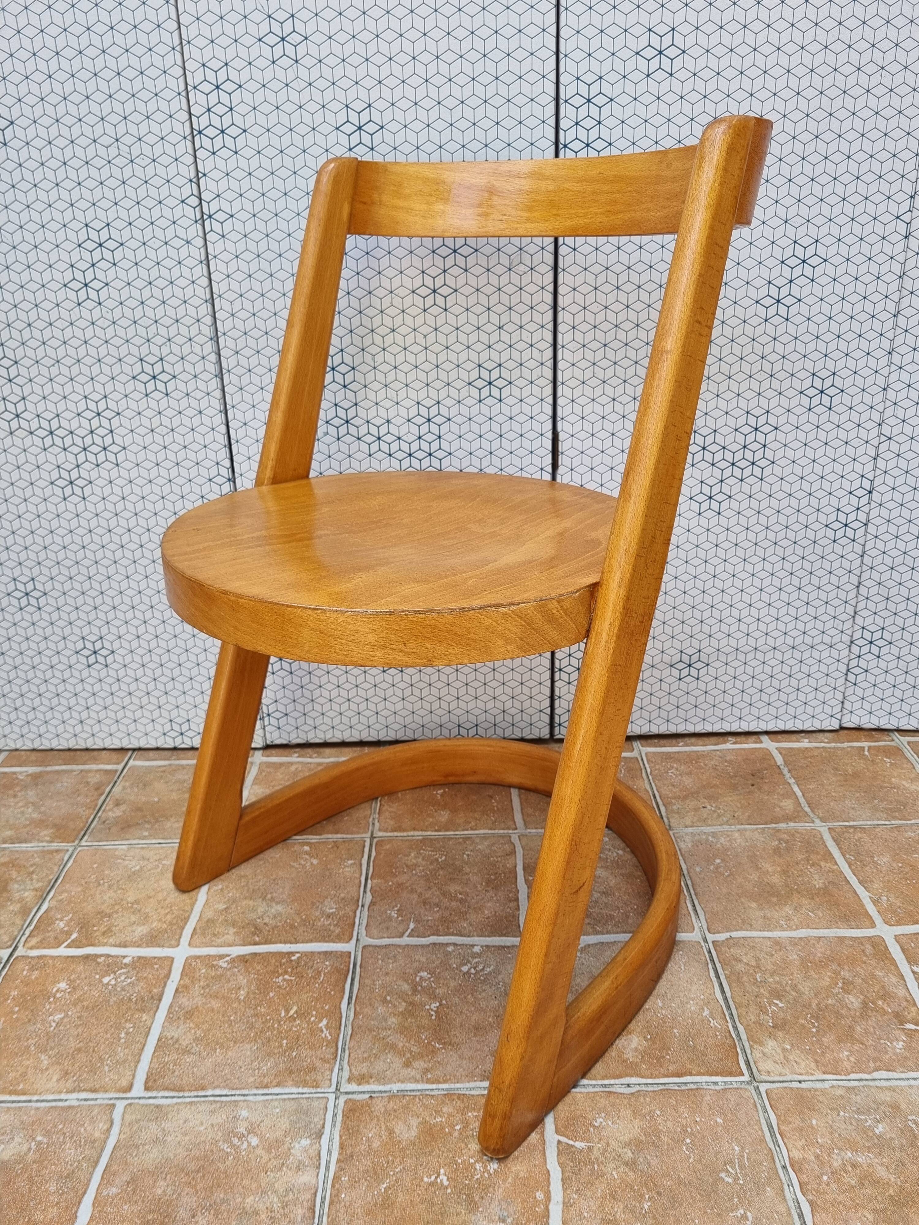 Halfa chair by Baumann, sculptural design in bentwood, 1970s