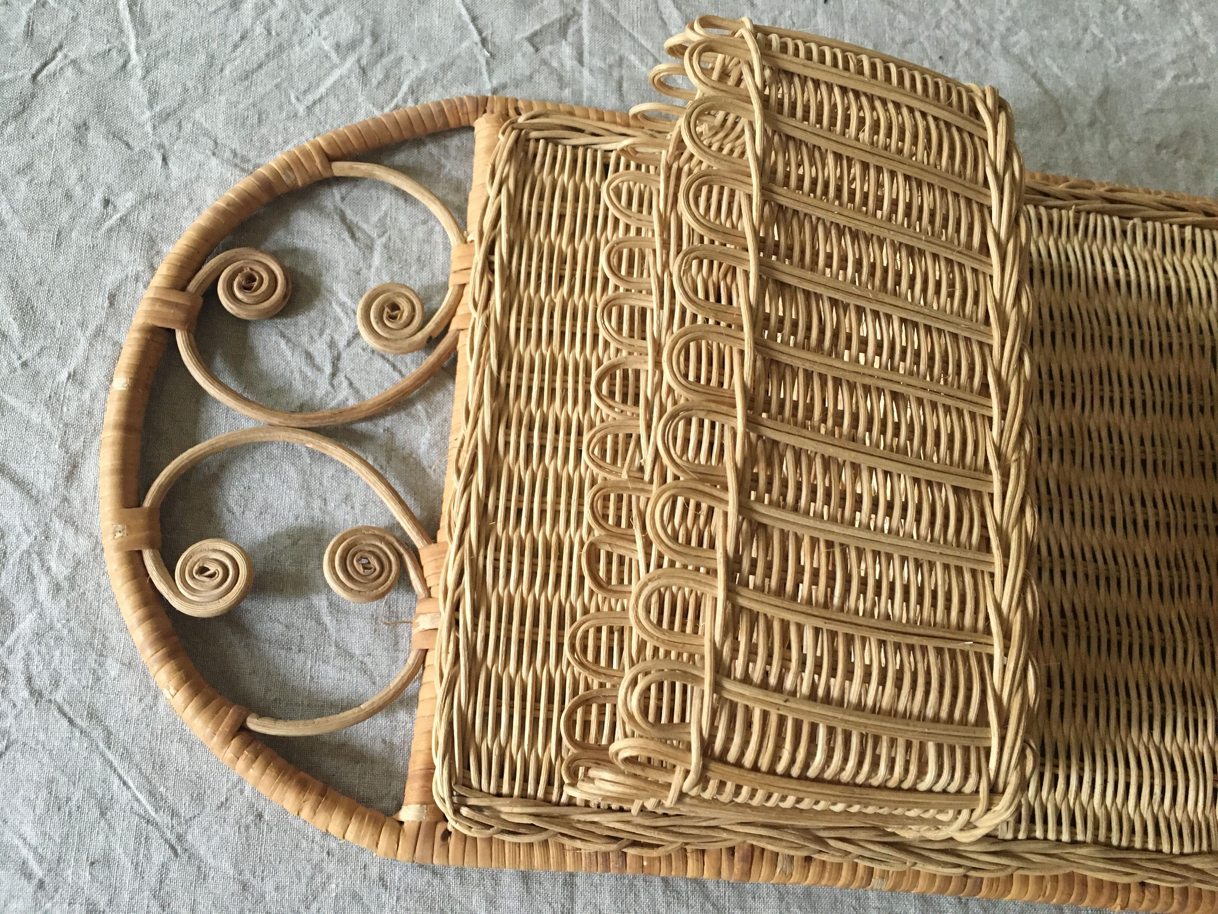 Natural rattan wall shelf