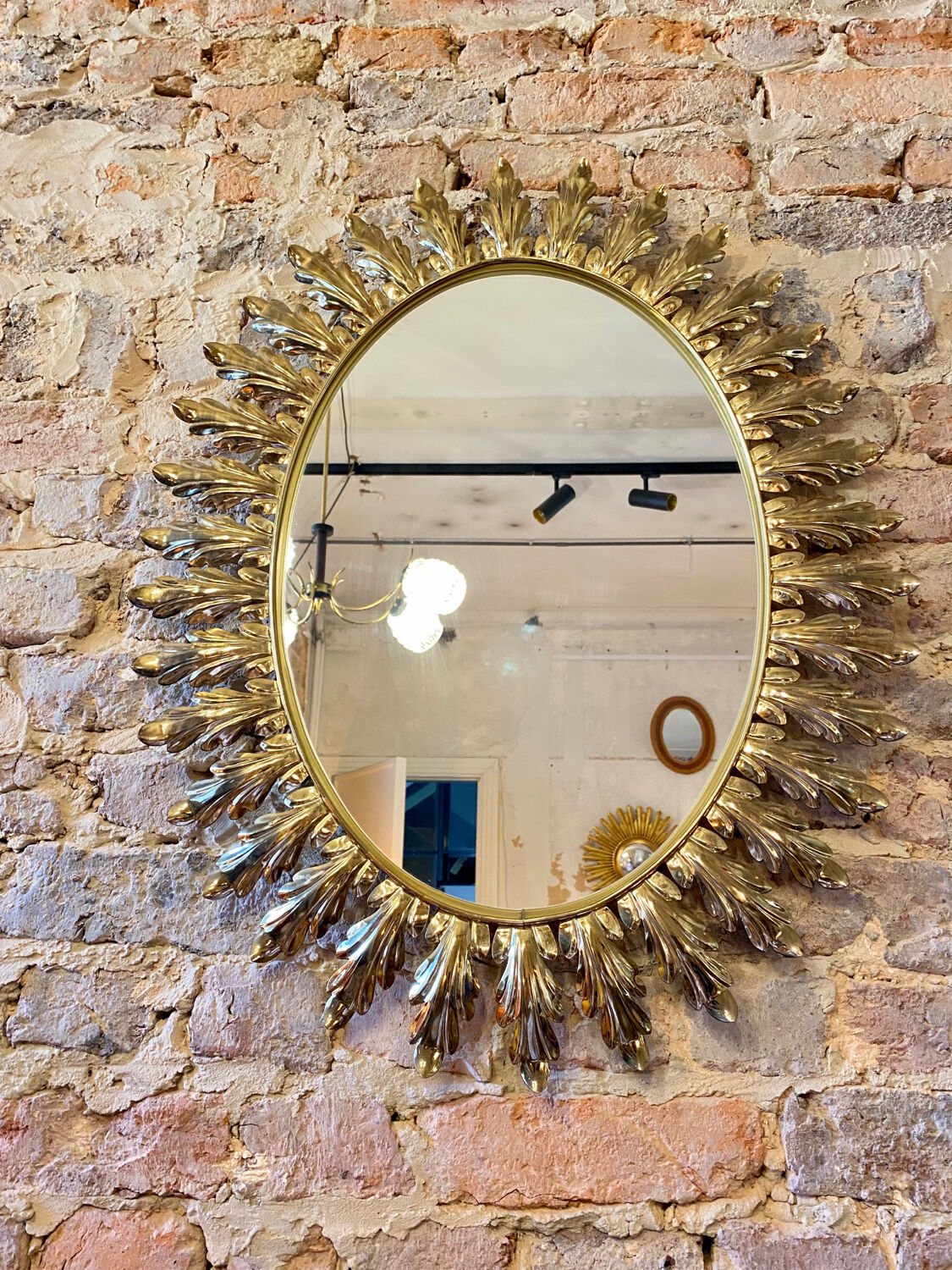 Decknudt oval sun mirror from the 50s/60s