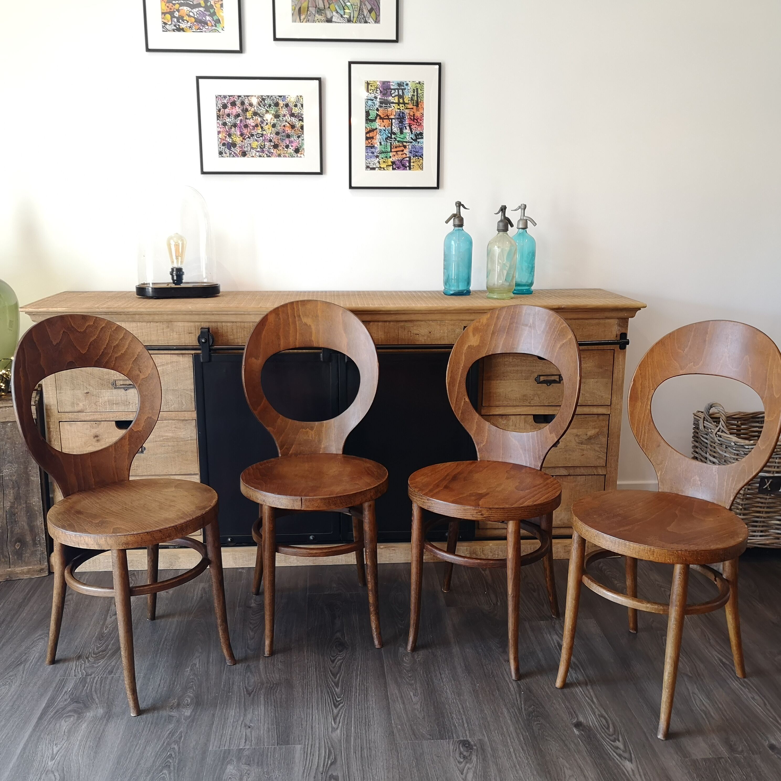 Série de 4 chaises bistrot Baumann mouette