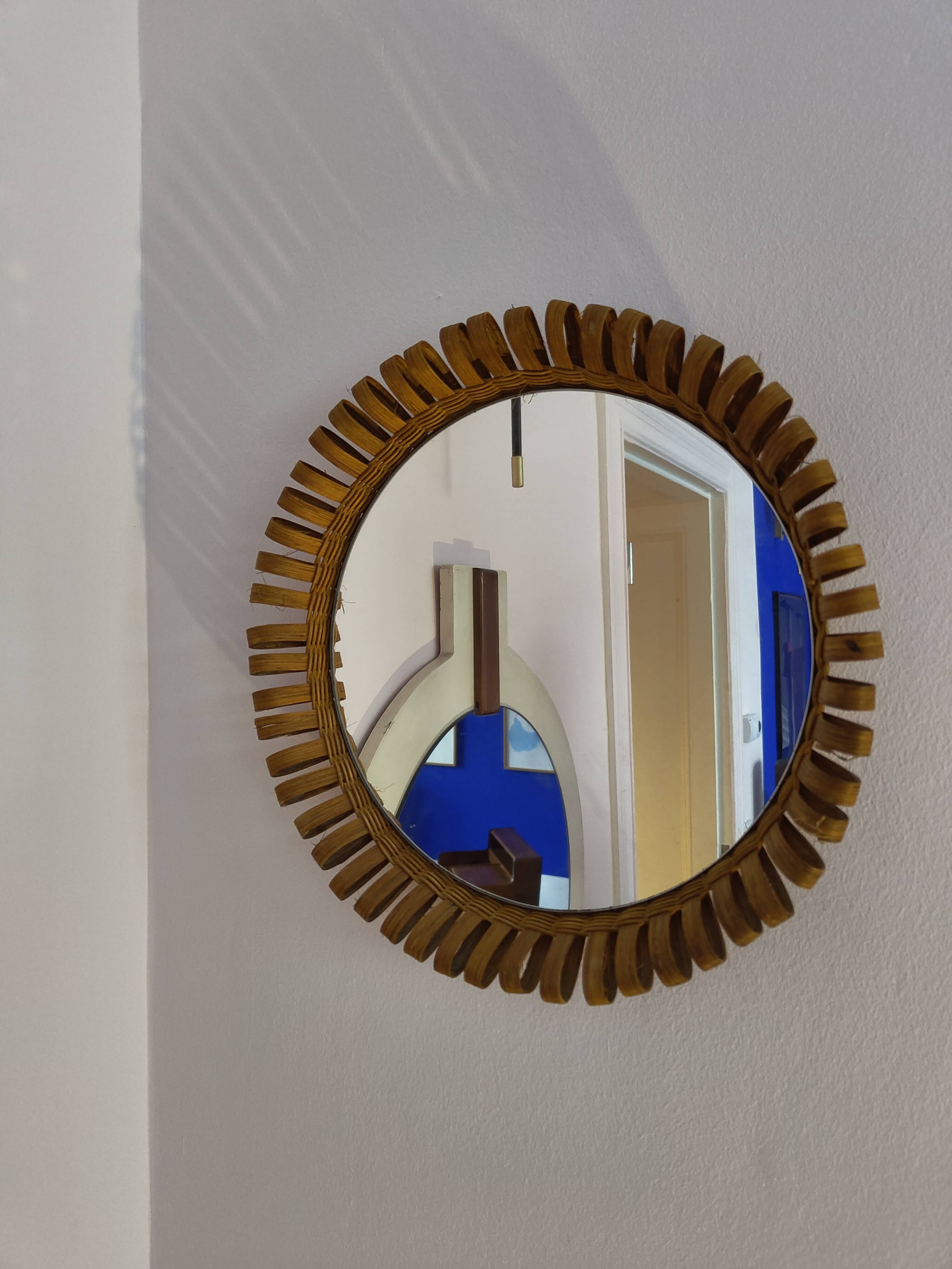 Small rattan mirror from the 60s