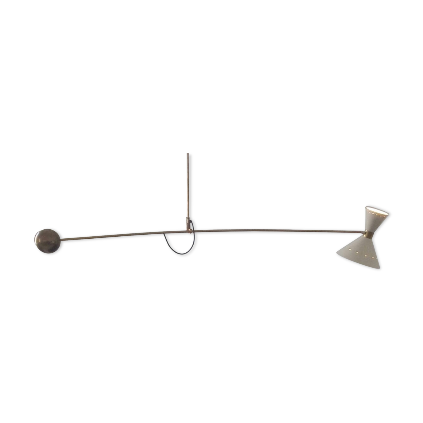 Pendant light in brass and lampshade white double lighting