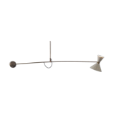 Pendant light in brass and lampshade white double lighting