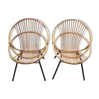 Pair of rattan chairs, 1950s