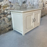 Antique white patinated low cabinet