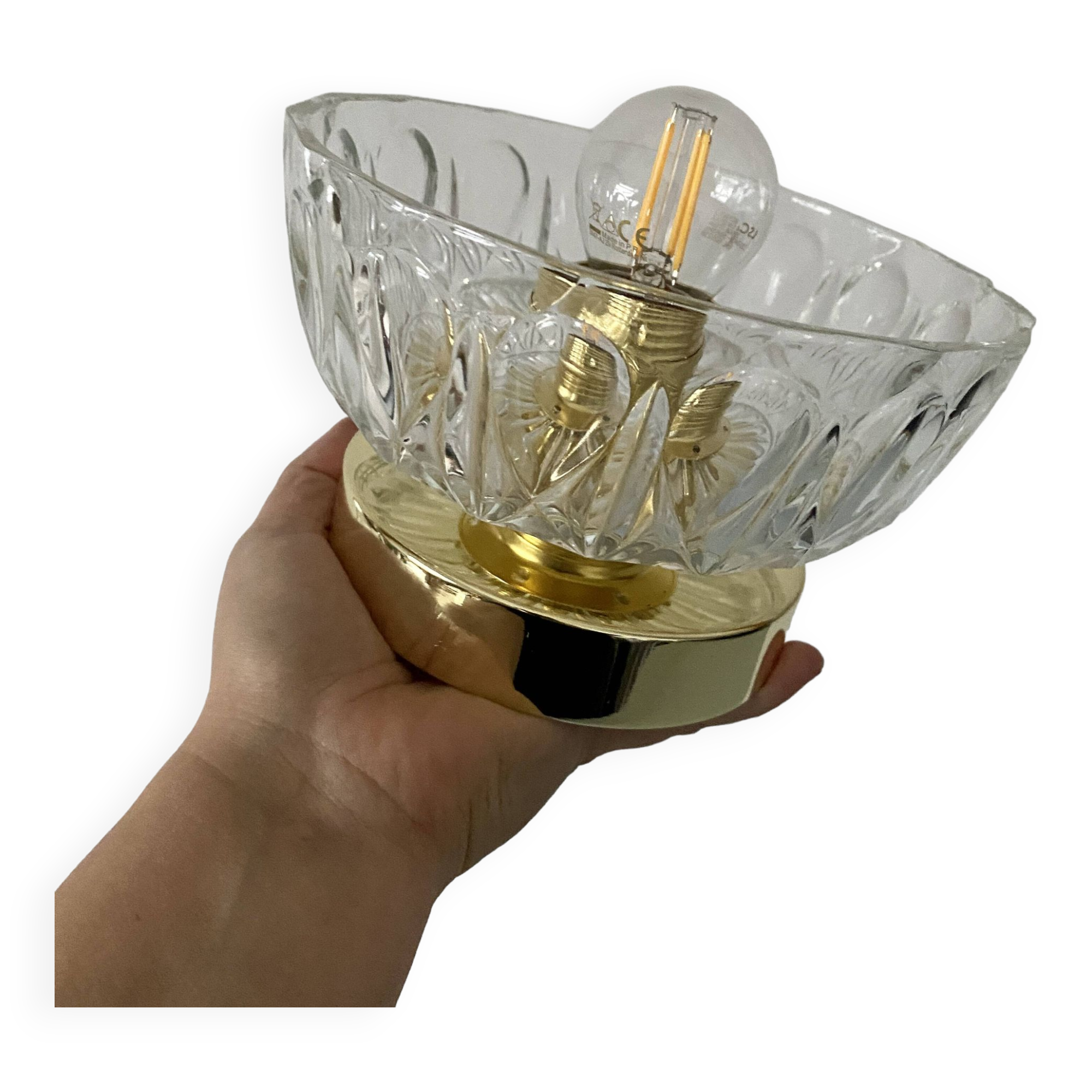 Vintage molded glass lampshade wall light - tableware collection -