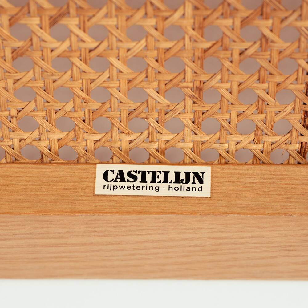 Gijs Bakker folding lounge chair rattan webbing for Castelijn, 1970s