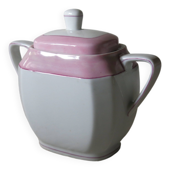 Pink art deco porcelain sugar bowl from "Charlionais Toulouse" in very good condition