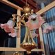 Art Nouveau bronze chandelier with five lights / Nancy school style