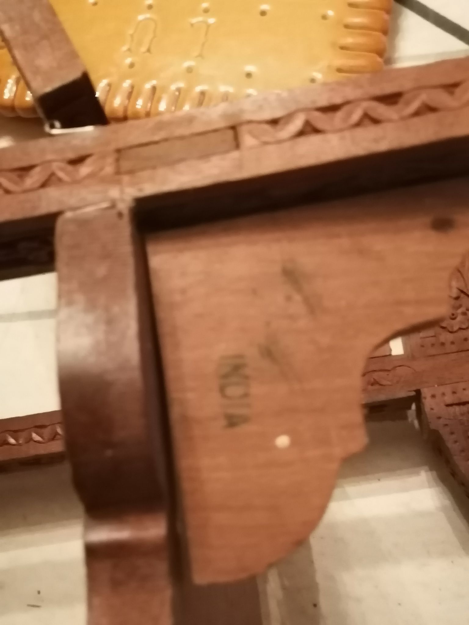 Shelf folding tray carved wood shelf 3 levels 6 shelves India