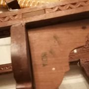 Shelf folding tray carved wood shelf 3 levels 6 shelves India