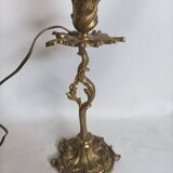 Old small bronze lamp in Louis XV / Rocaille style in working order