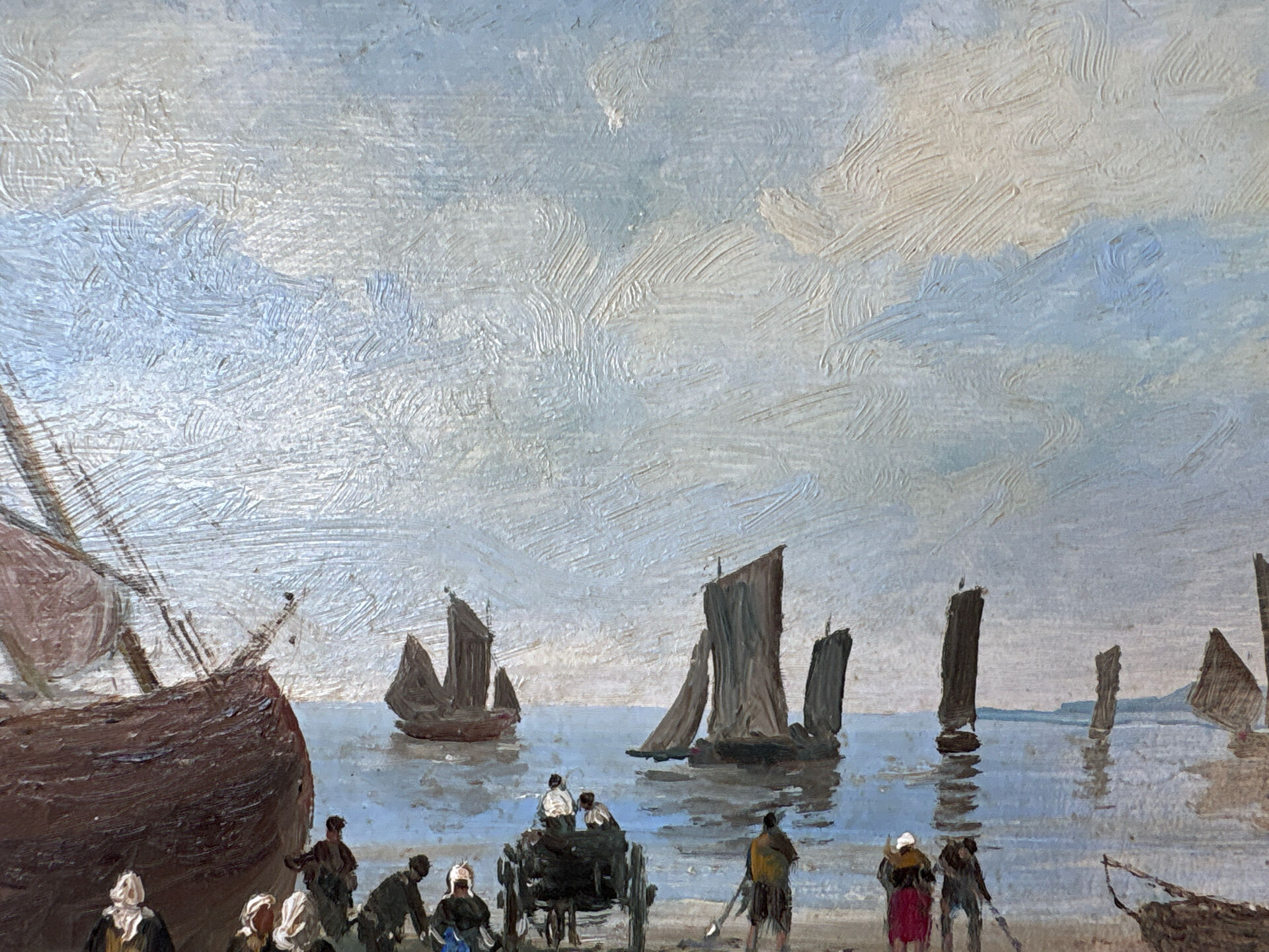 Painting signed Gérard Roux known as "Rouxe" – Scene of a Normandy beach