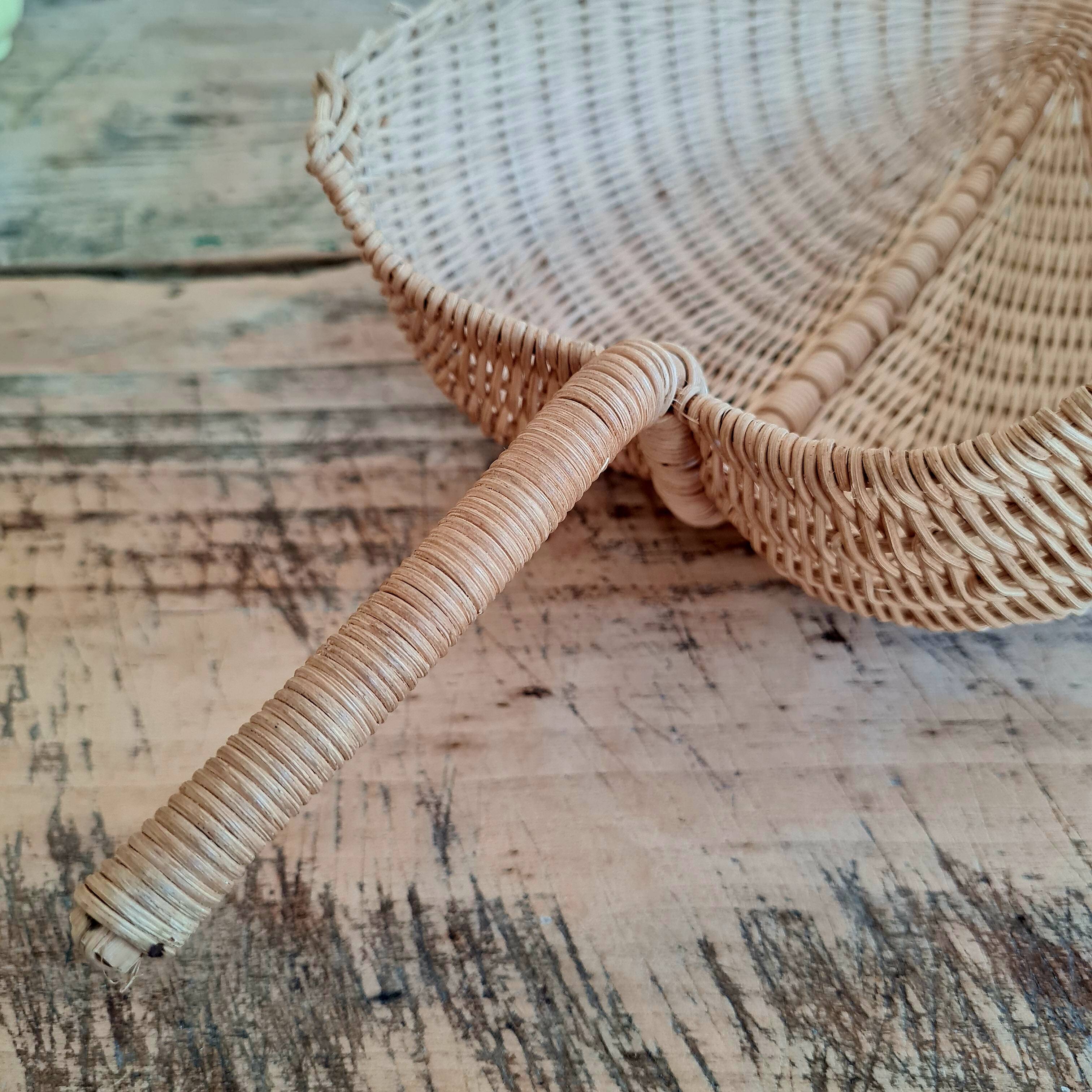 Antique rattan basket - bowl emptier