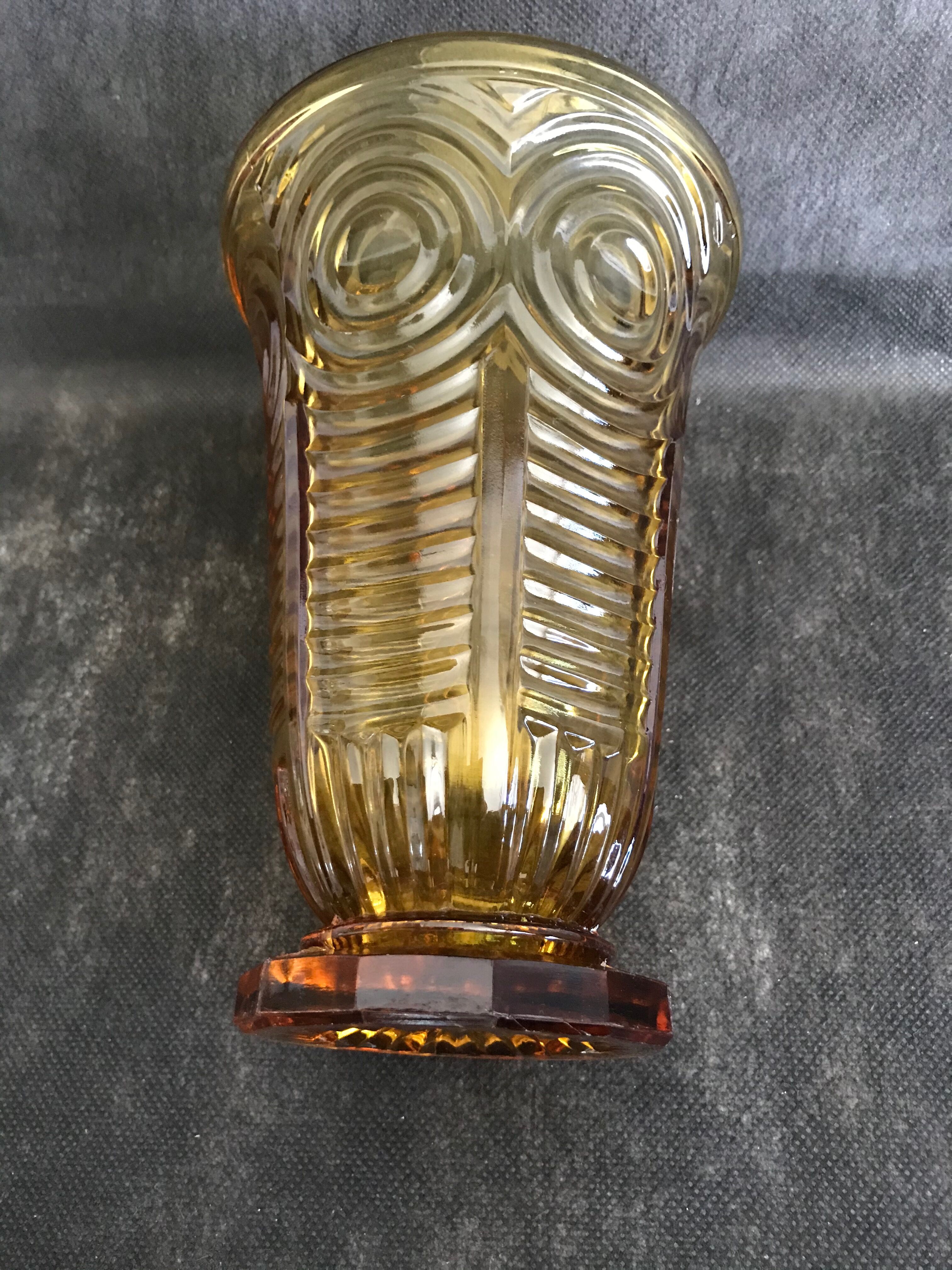 2 moulded pressed glass vases