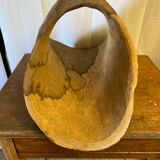 Antique Carved Wood Basket Vintage #C622