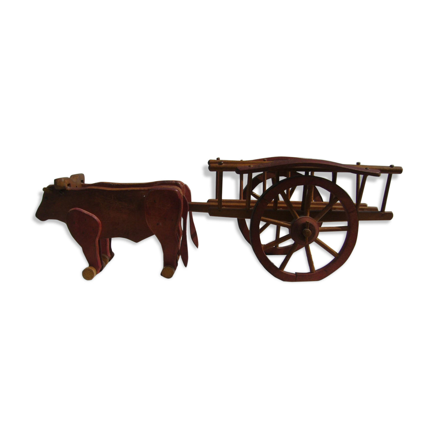 Wooden Toy char a oxen old Dejou
