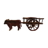Jouet en bois char a bœufs dejou ancien