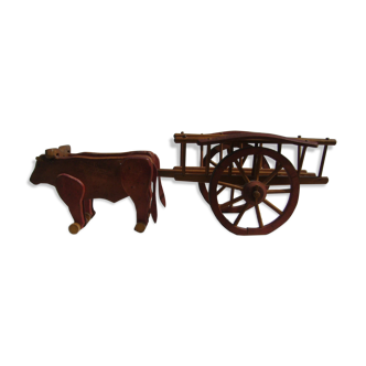 Wooden Toy char a oxen old Dejou