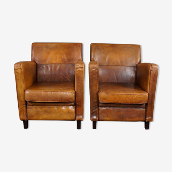 Set of 2 sheepskin armchairs