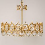 Brass and crystal chandelier designed by Sciolari for Palwa, Germany, 1970s.