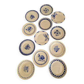 Set of 12 mismatched dinner plates