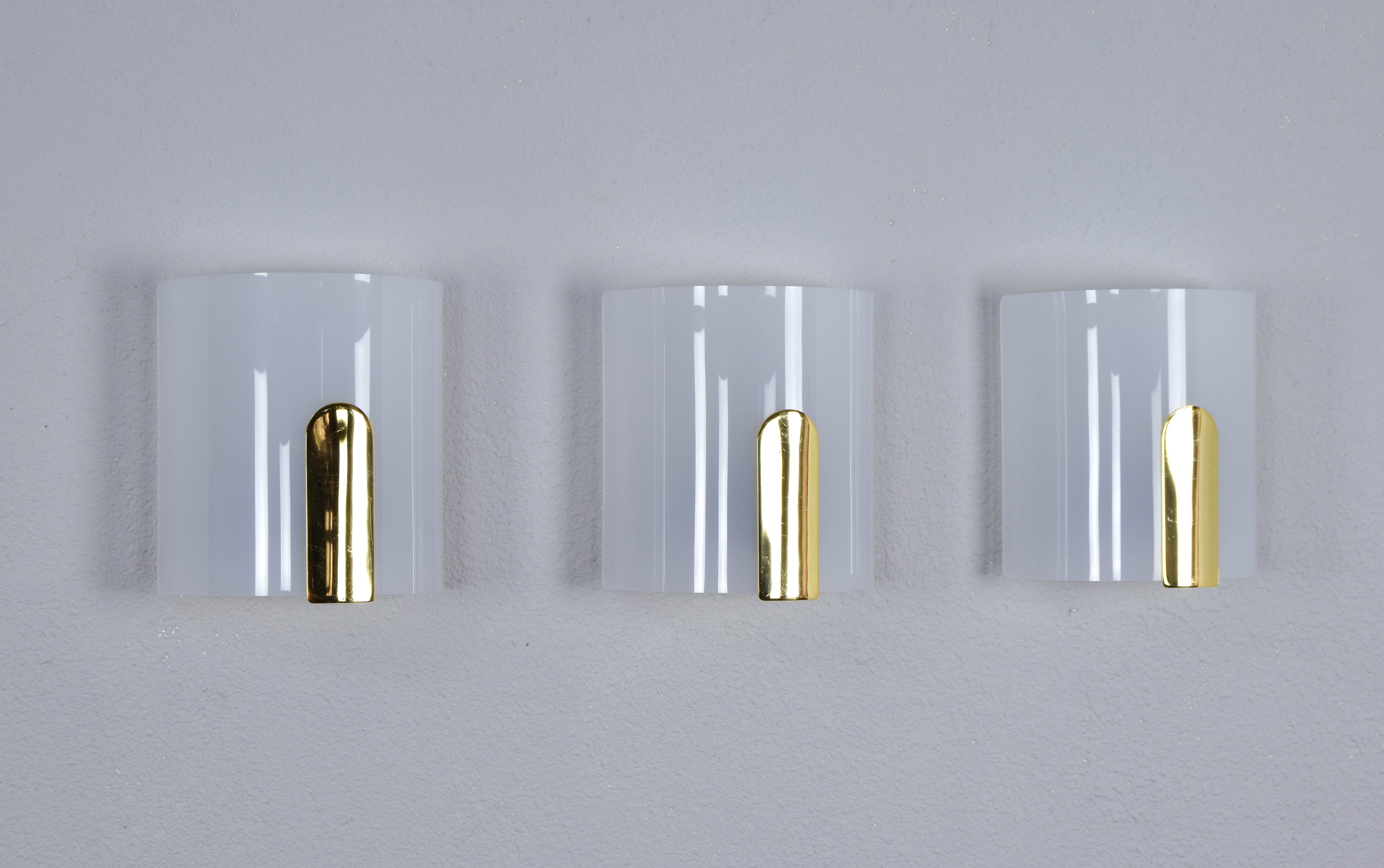 Mid-Century Modern Lucite and Brass Sconces by Metalarte, Spain, 1980