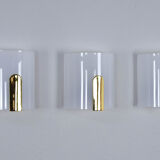 Mid-Century Modern Lucite and Brass Sconces by Metalarte, Spain, 1980