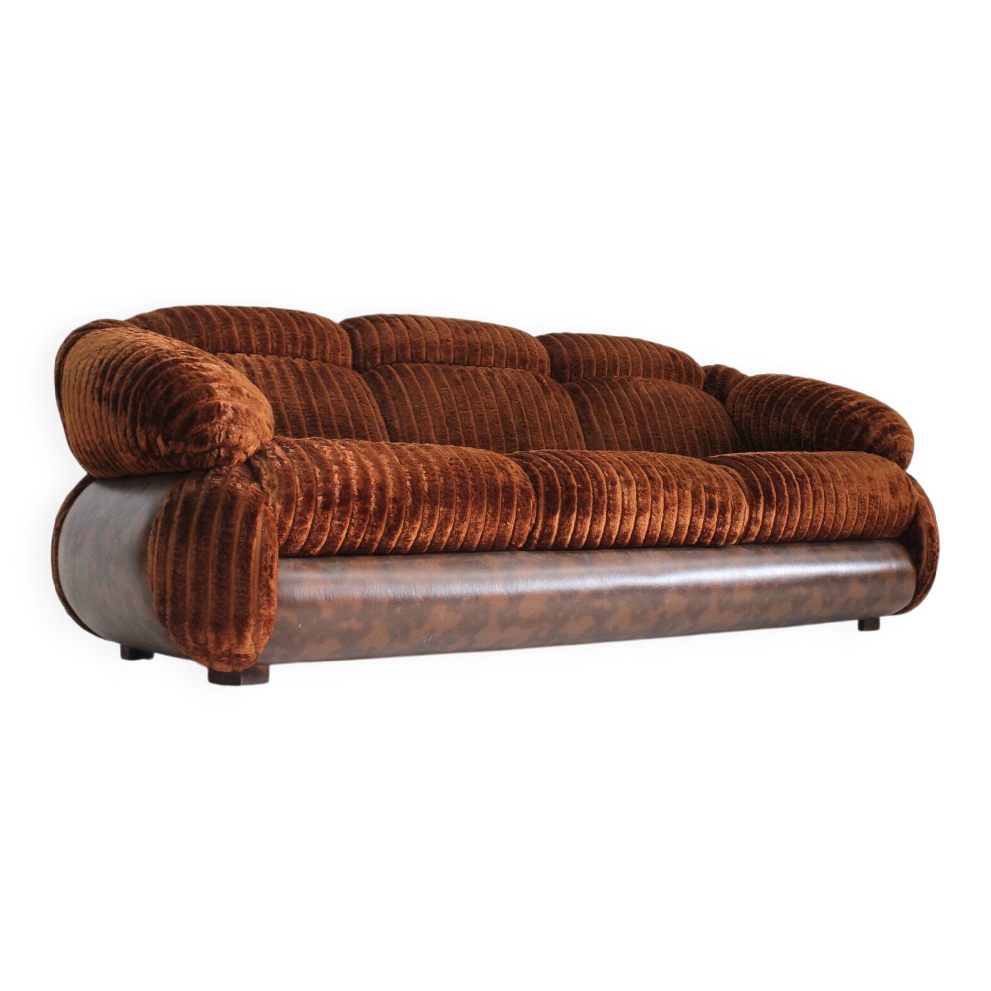 Vintage Italian 3 seater sofa velvet 1970s