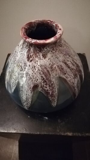 Vase En Céramique circa 1950 Signée Gf