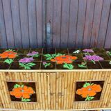 Vintage bamboo and rattan sideboard in the style of Audoux Minet.