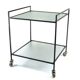 Minimal steel and wired glass sixties tea trolley