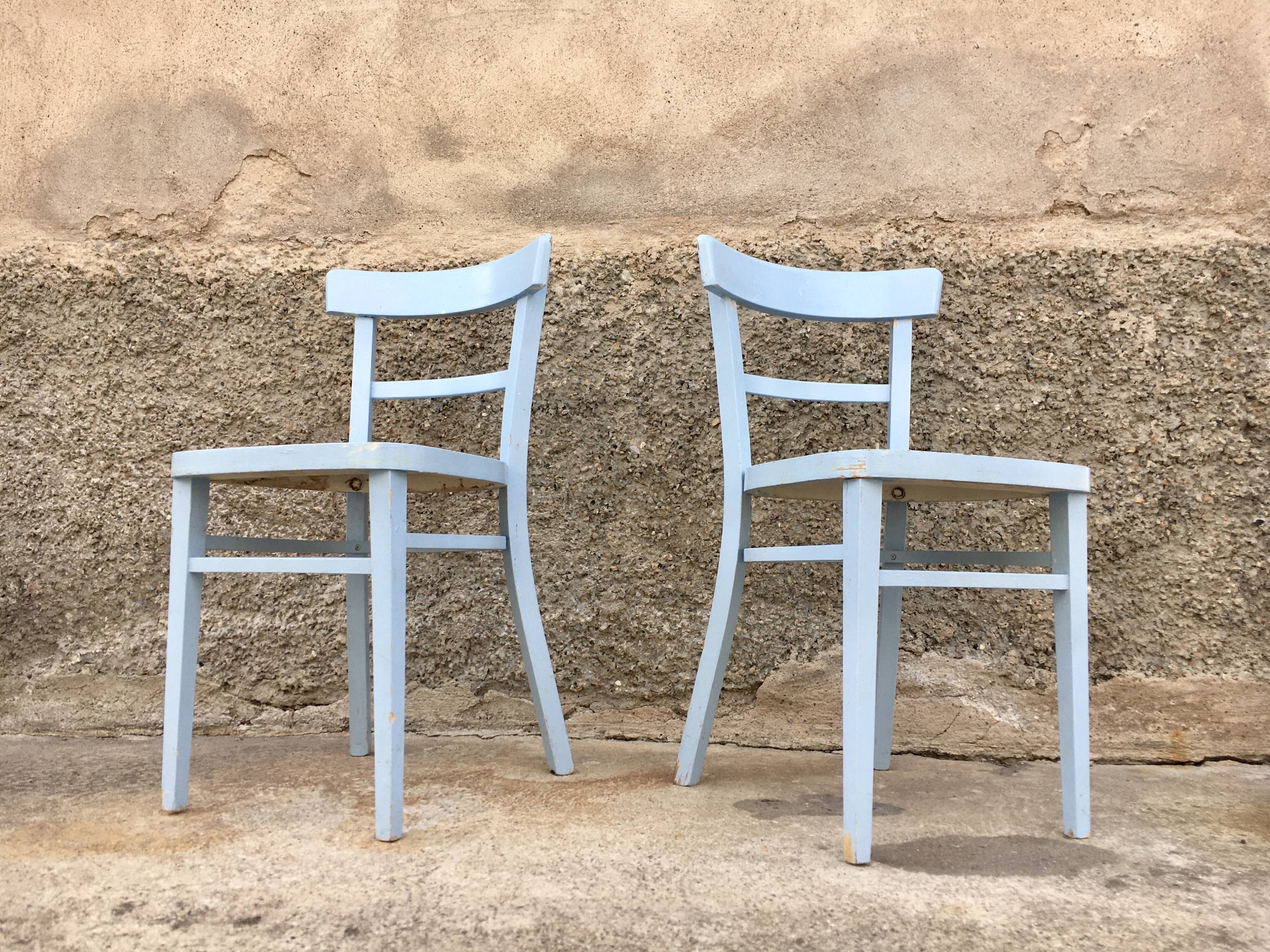 Paire de chaises en bois troquet