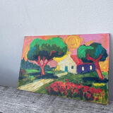 Oil on panel Fauvism landscape