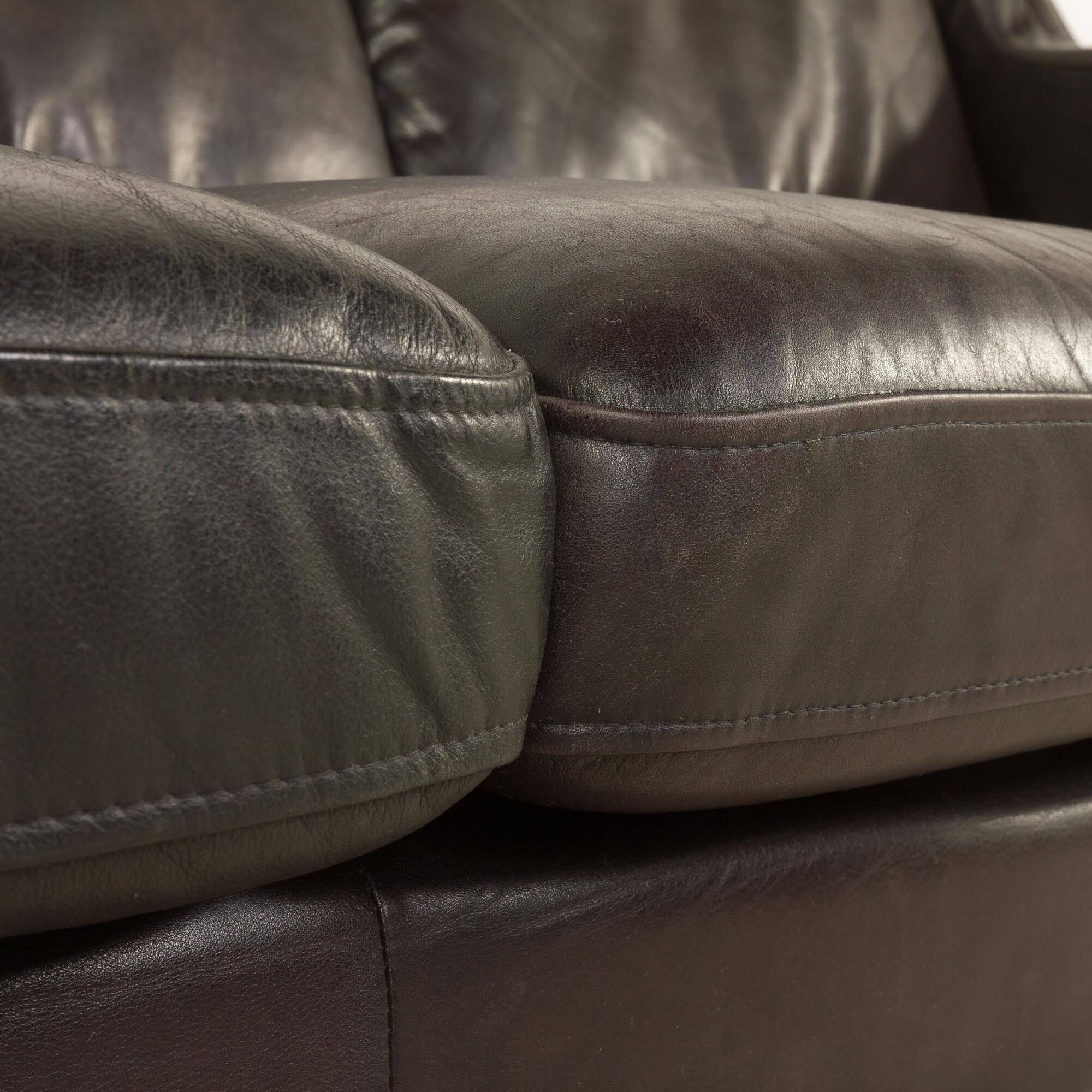 Vintage black leather sofa by Mogens Hansen, Deanmark 1970s