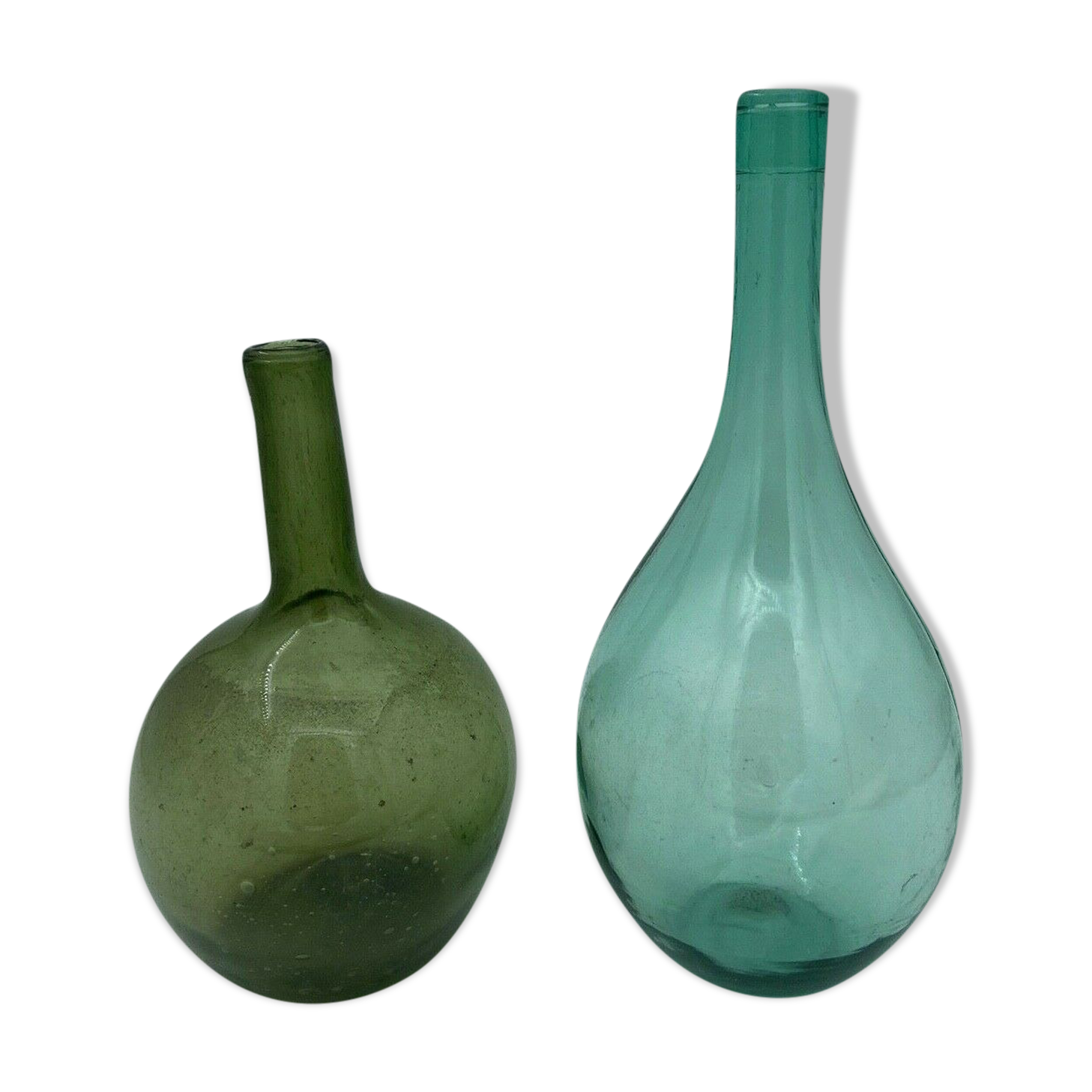 Set of 2 glass bottles souffle xx eme type dame jeanne