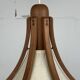 Teak and linen umbrella pendant hanging lamp by Domus, 1970s