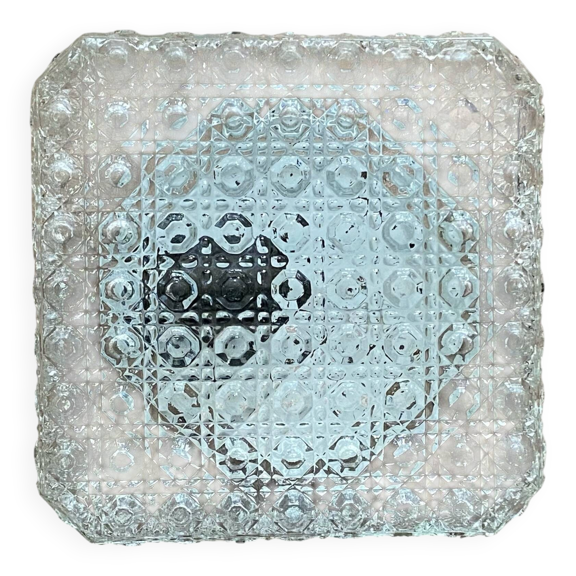 Large square wall lamp ceiling light transparent glass vintage fixture