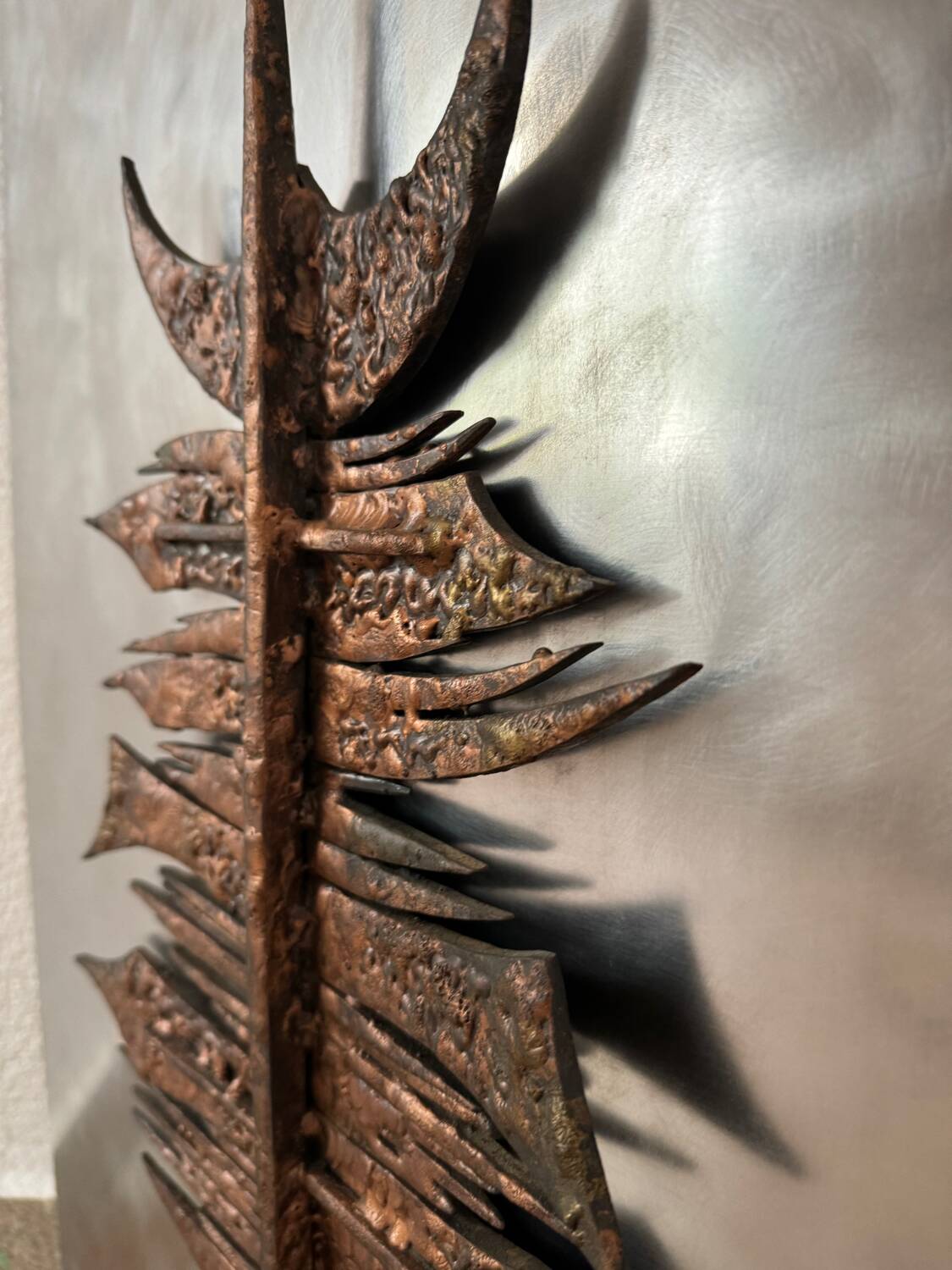 Brutalist bronze sculpture painting from the 70s