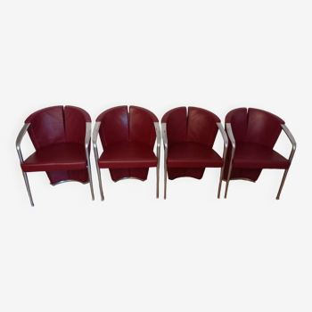 Ensemble de 4 fauteuils italiens Estel, conçus par Favaretto & Partners