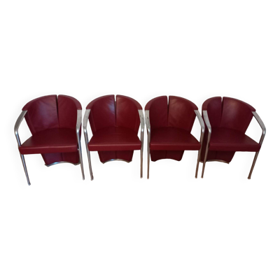 Ensemble de 4 fauteuils italiens Estel, conçus par Favaretto & Partners