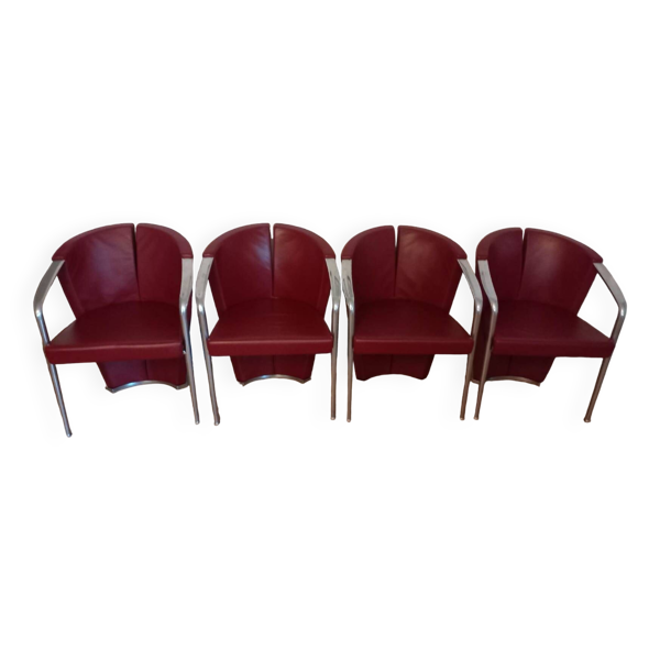 Ensemble de 4 fauteuils italiens Estel, conçus par Favaretto & Partners