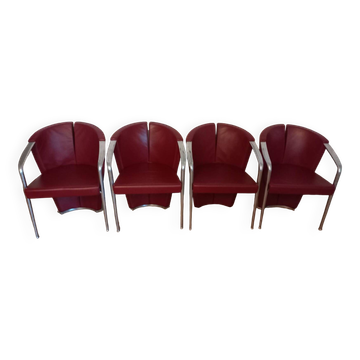 Ensemble de 4 fauteuils italiens Estel, conçus par Favaretto & Partners
