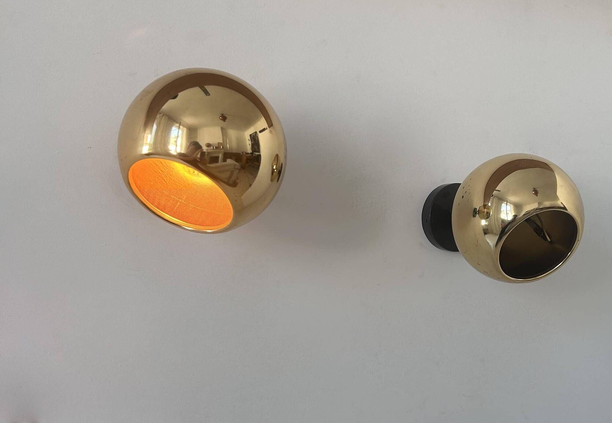 Paire d'applique vintage orientable, laiton, France 1970