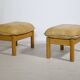 Mid-Century Camel Leather Armchairs with Ottomans, Set of 2, 1970s