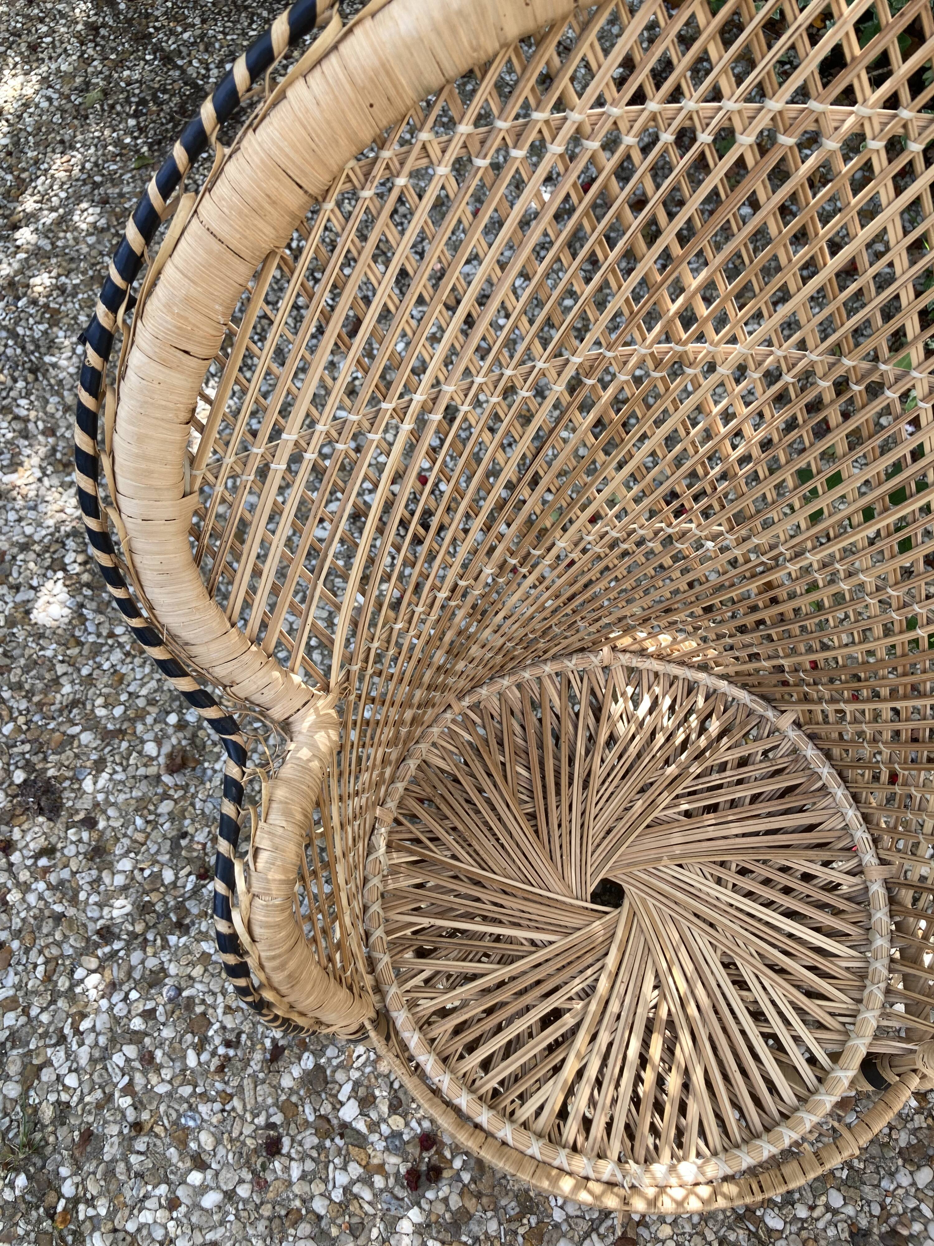 Set of 3 vintage rattan armchairs